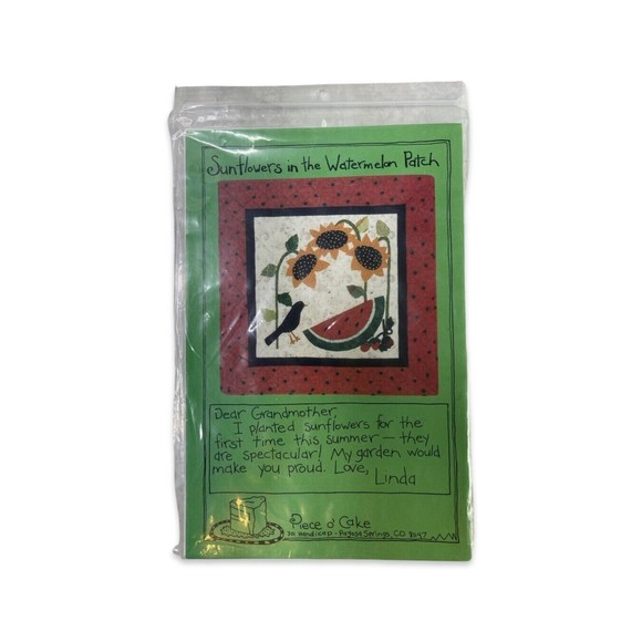 Piece O’Cake Quilt Pattern Sunflower In The Watermelon Patch 24.5 X 24.5 - Picture 1 of 7